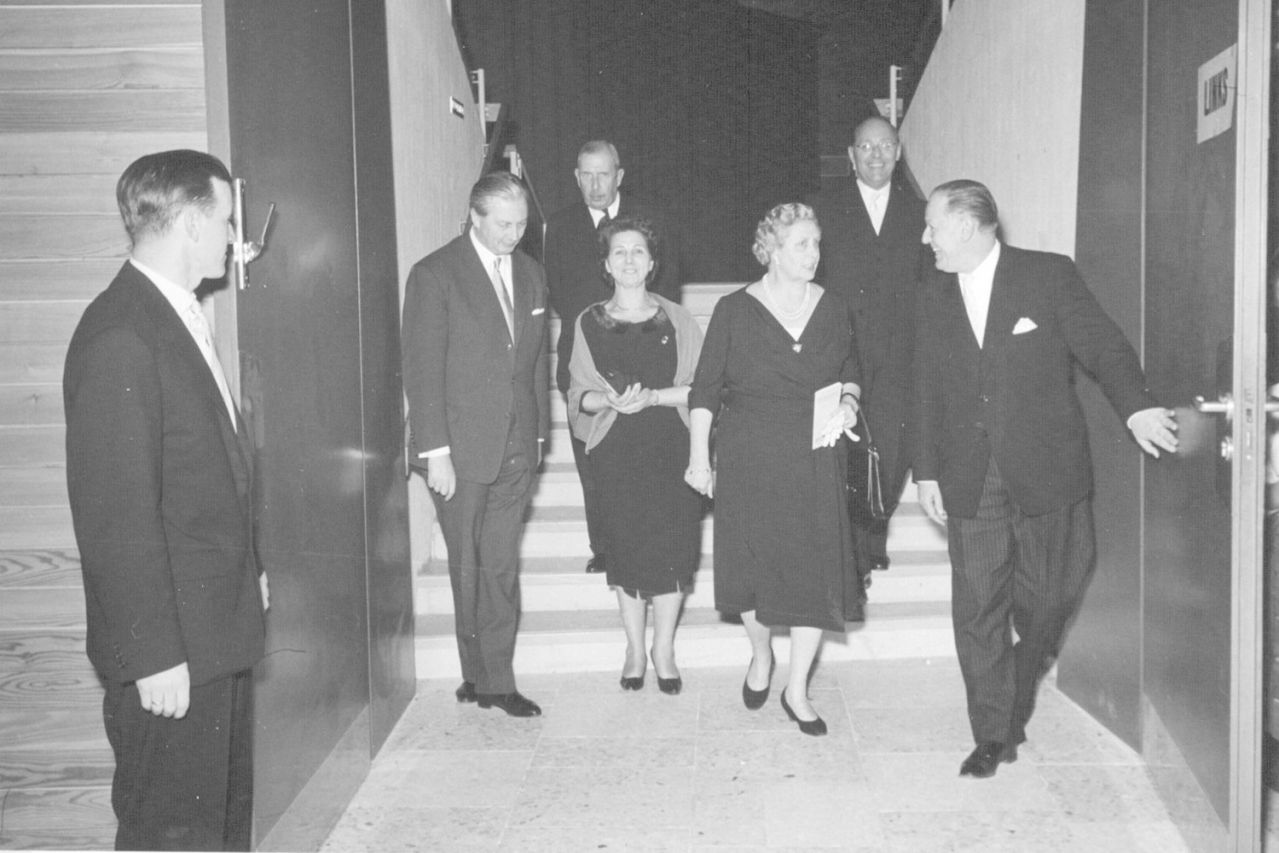 Ministerpräsident Kiesinger, Bürgermeister Drescher, 11.3.1960