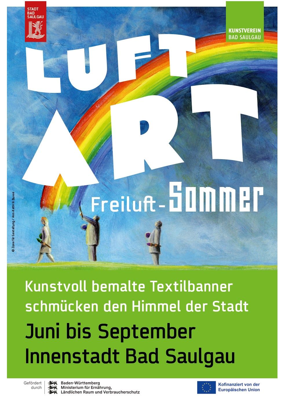 Das Bild zeigt ein Plakat mit einem Regenbogenmotiv
