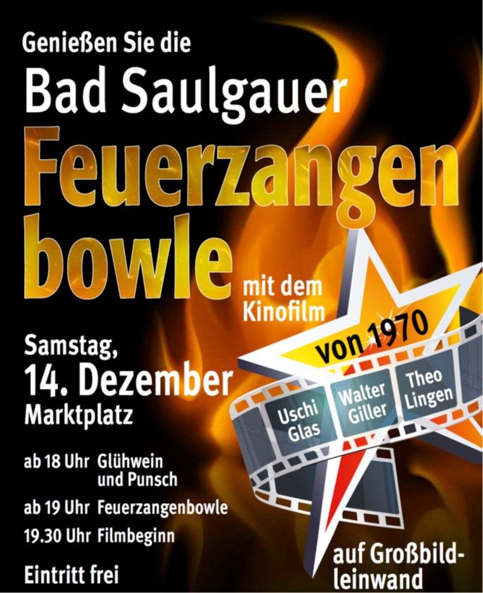 Plakat zur Feuerzangenbowle 14. Dezember Marktplatz Bad Saulgau