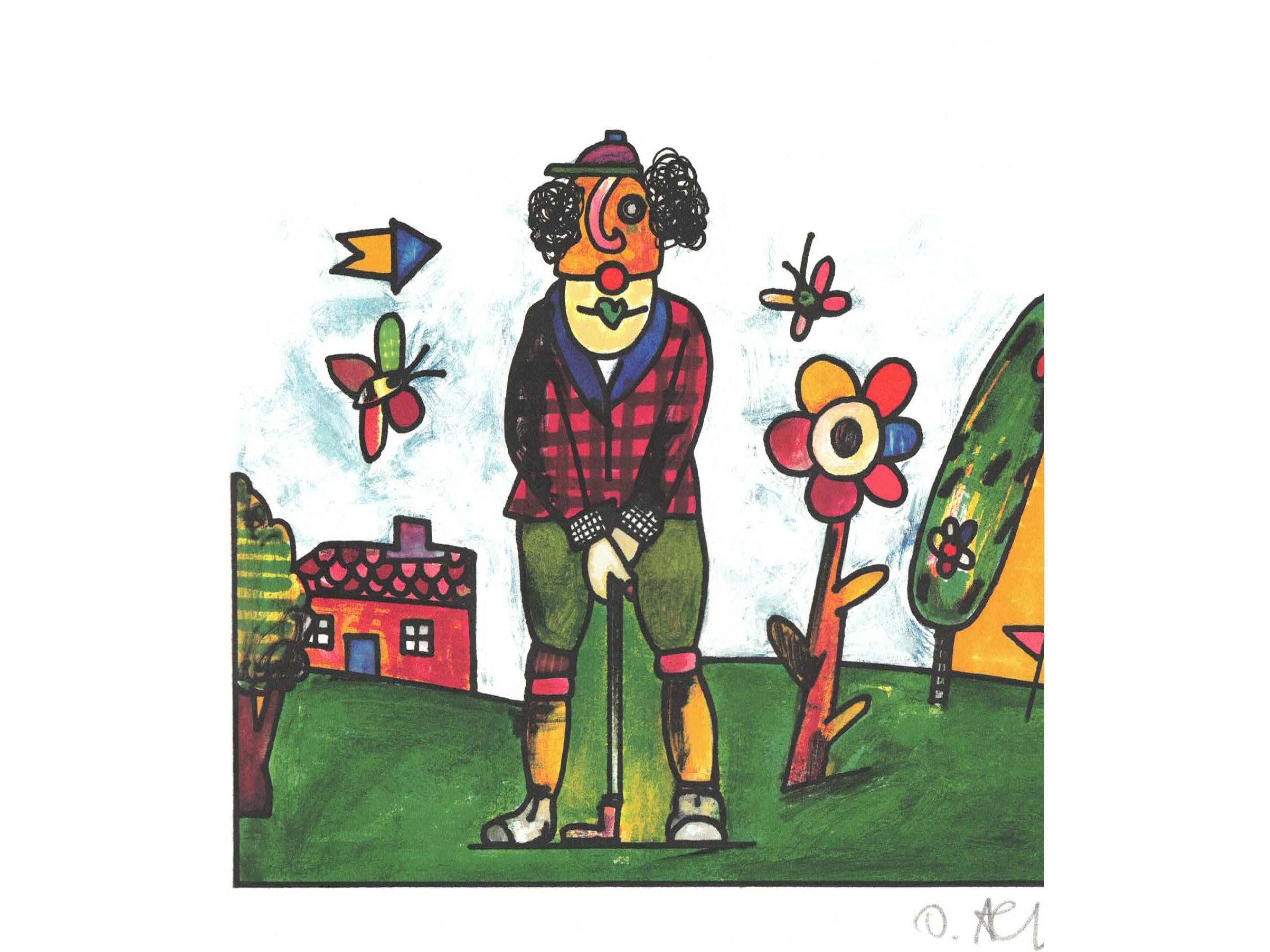 &#039;Golfer&#039;, 2020, Farblithographie, 21 x 21 cm, 50 € 