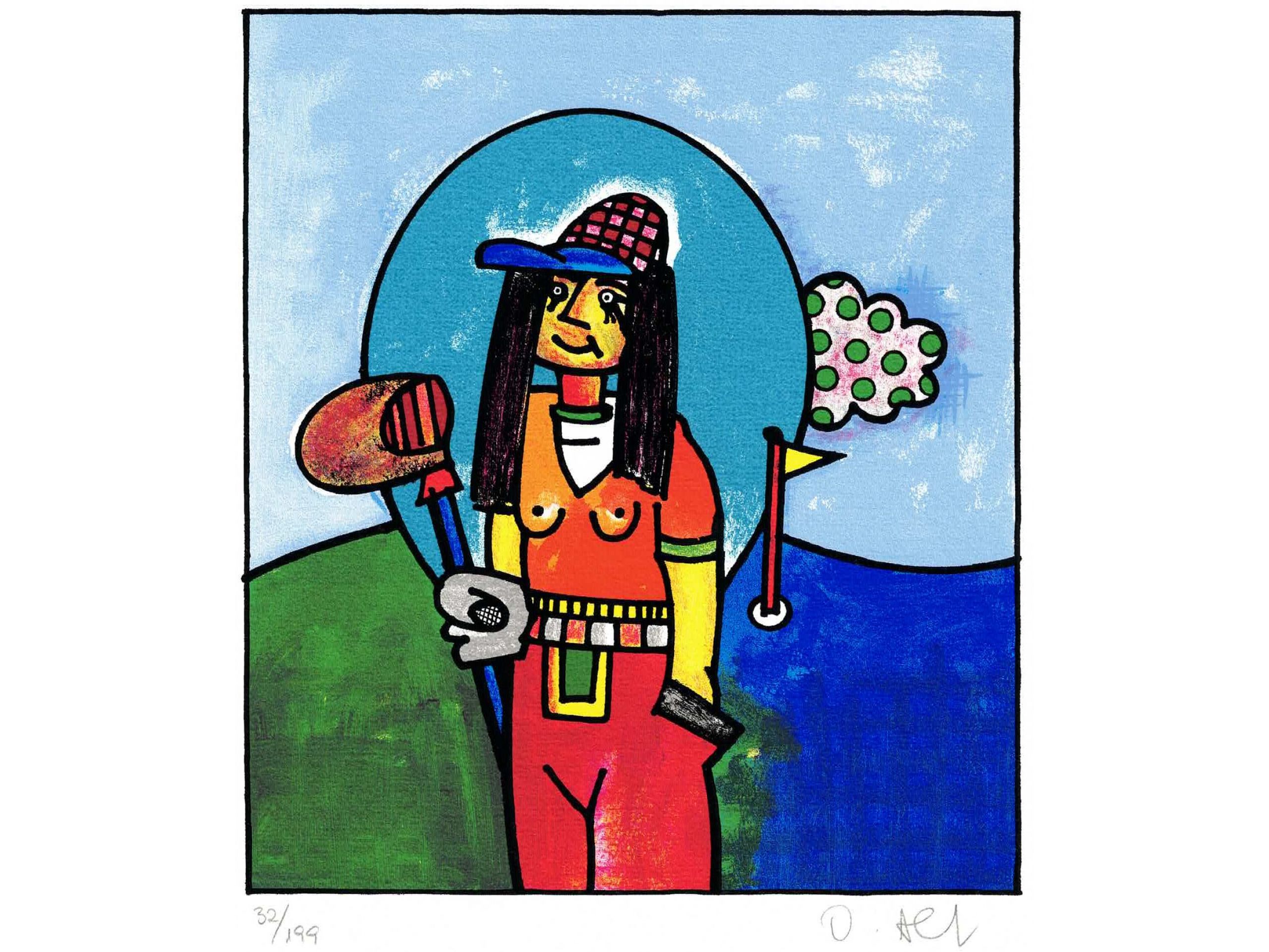 &#039;Golferin&#039;, 2020, Farblithographie, 19 x 17 cm, 50 € 