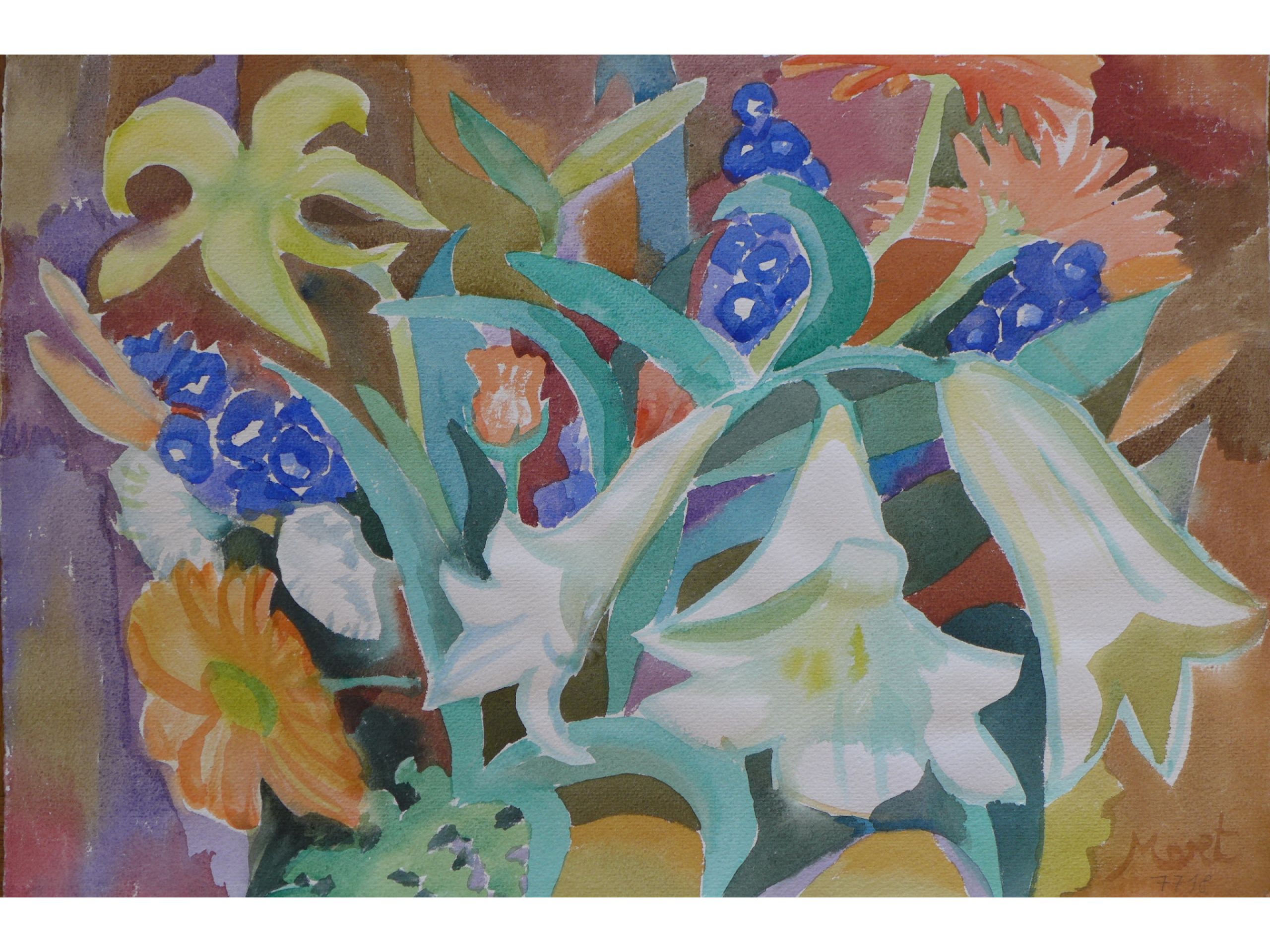 &#039;Blumenstillleben&#039;, 1977, Aquarell, 47 x 65 cm, 150 € 