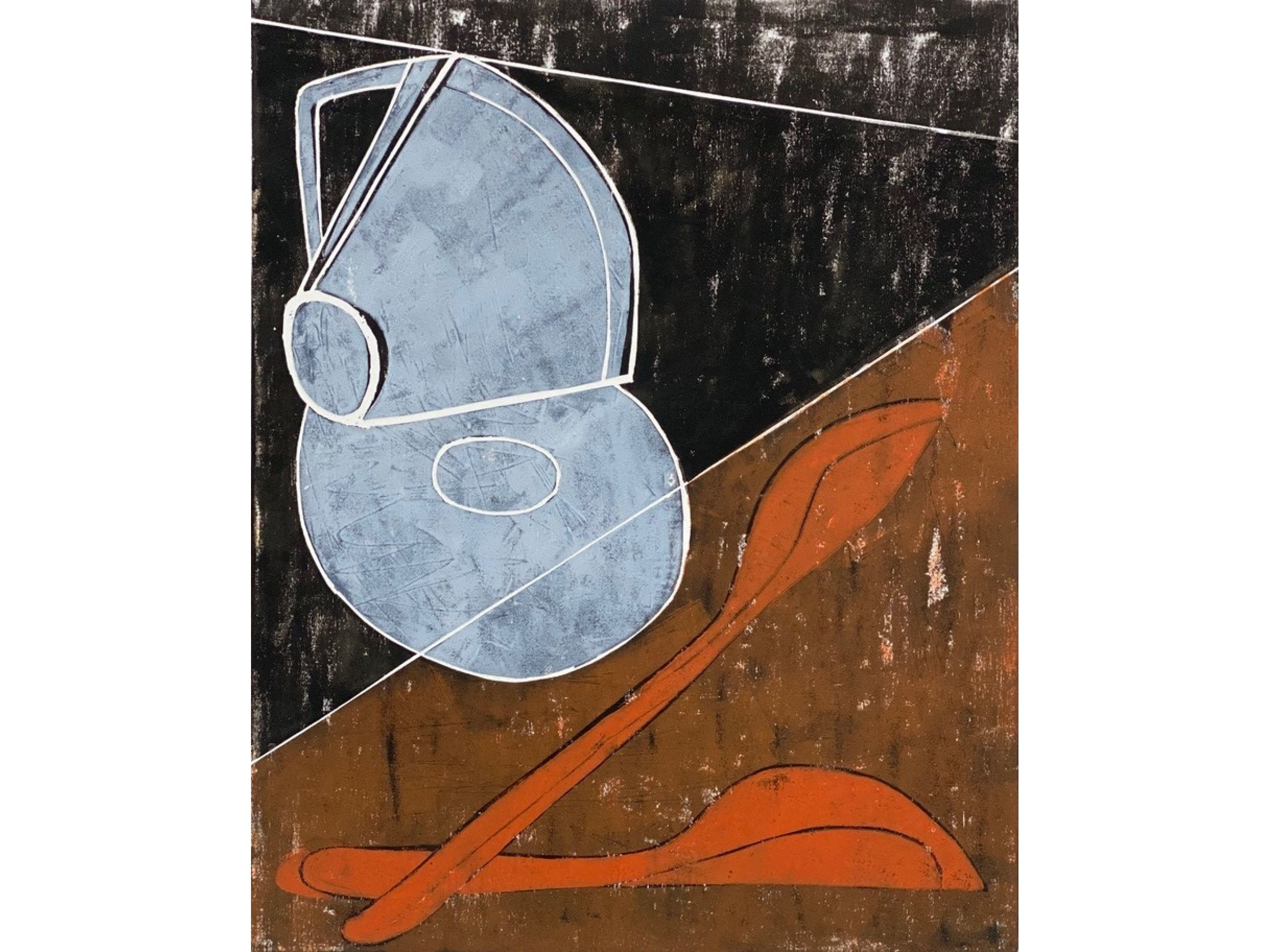 'Tasse, Teller, Löffel', 2016, Holzschnitt, 52 x 42 cm, 250 € 