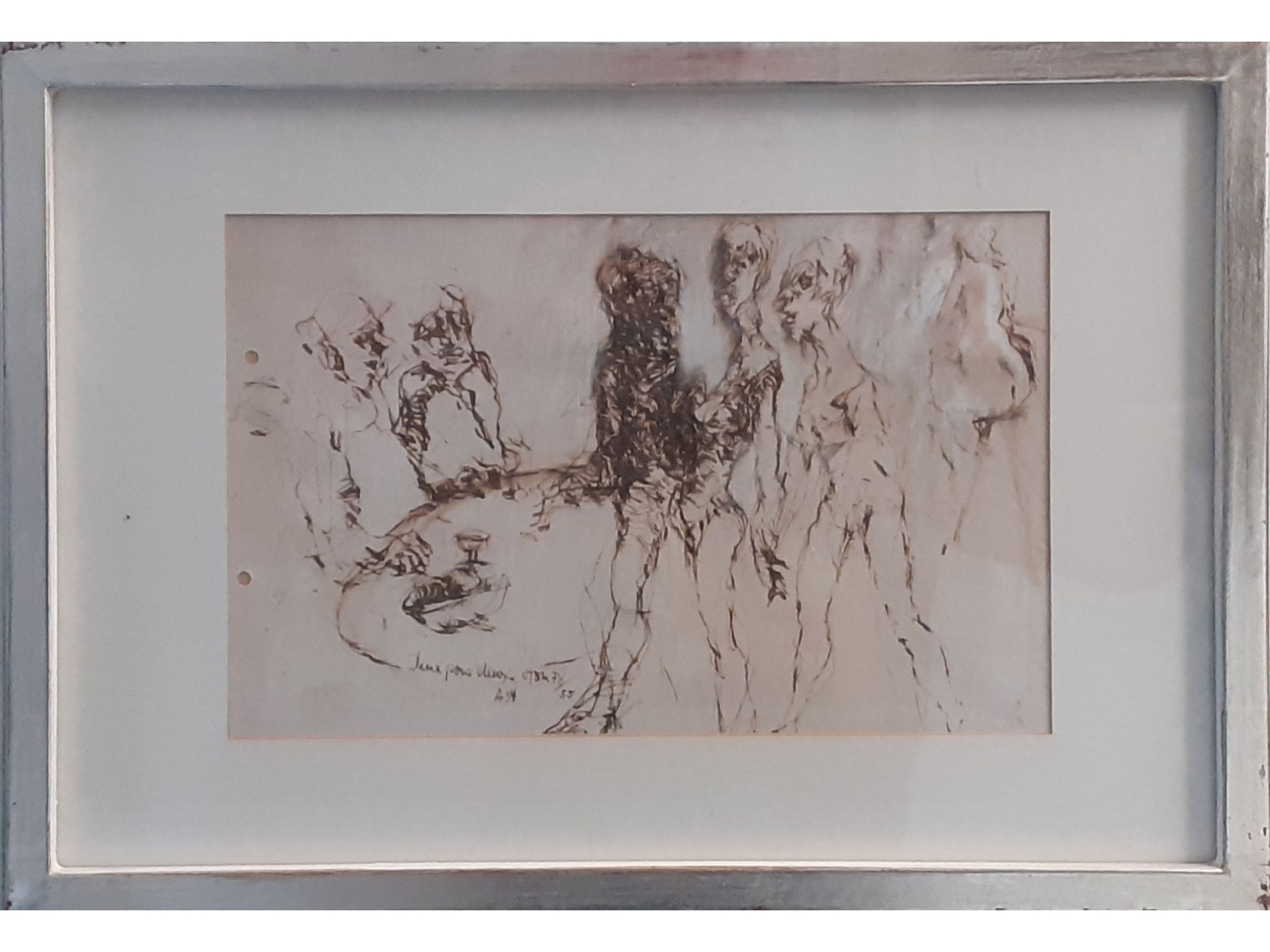 &#039;Jeux pour deux&#039;, 1978, Zeichnung/Mischtechnik auf Leinwand, 19 x 30 cm, 100 € 