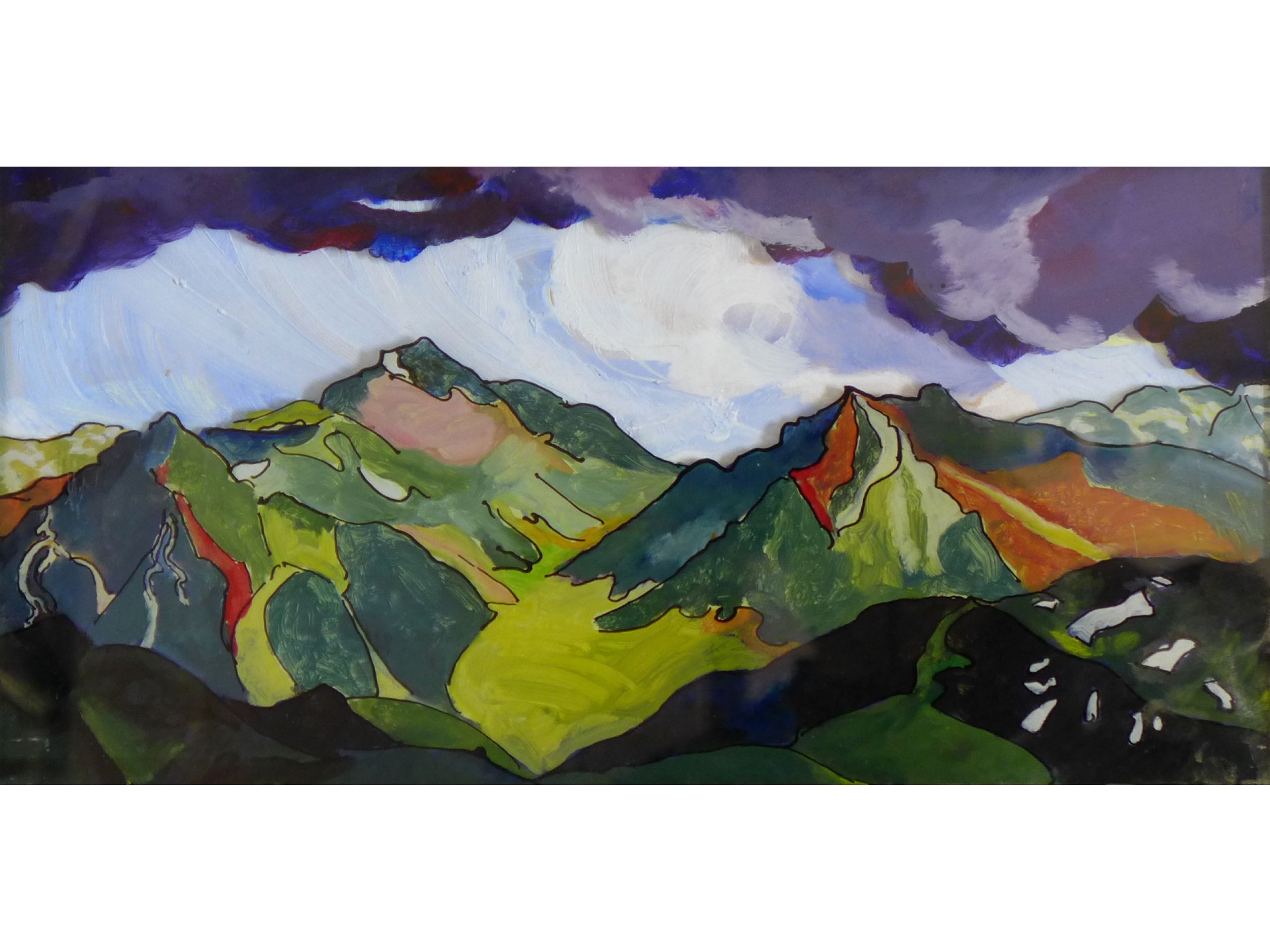 &#039;Montafon&#039;, 2021, Hinterglasmalerei, 18 x 34 cm, 150 € 