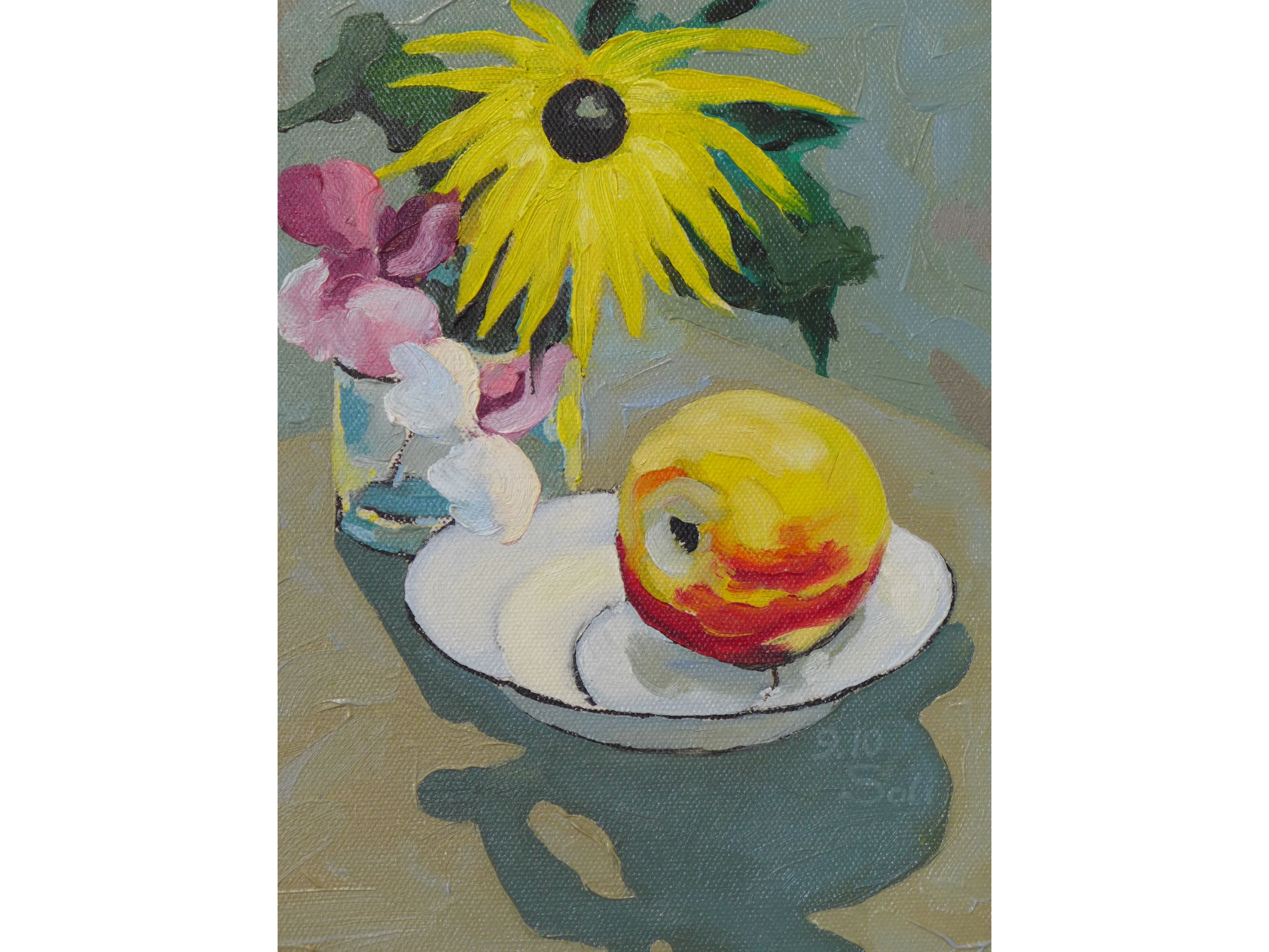 'Stillleben mit Apfel', 2010, Öl auf Leinwand, 24 x 18 cm, 100 € 
