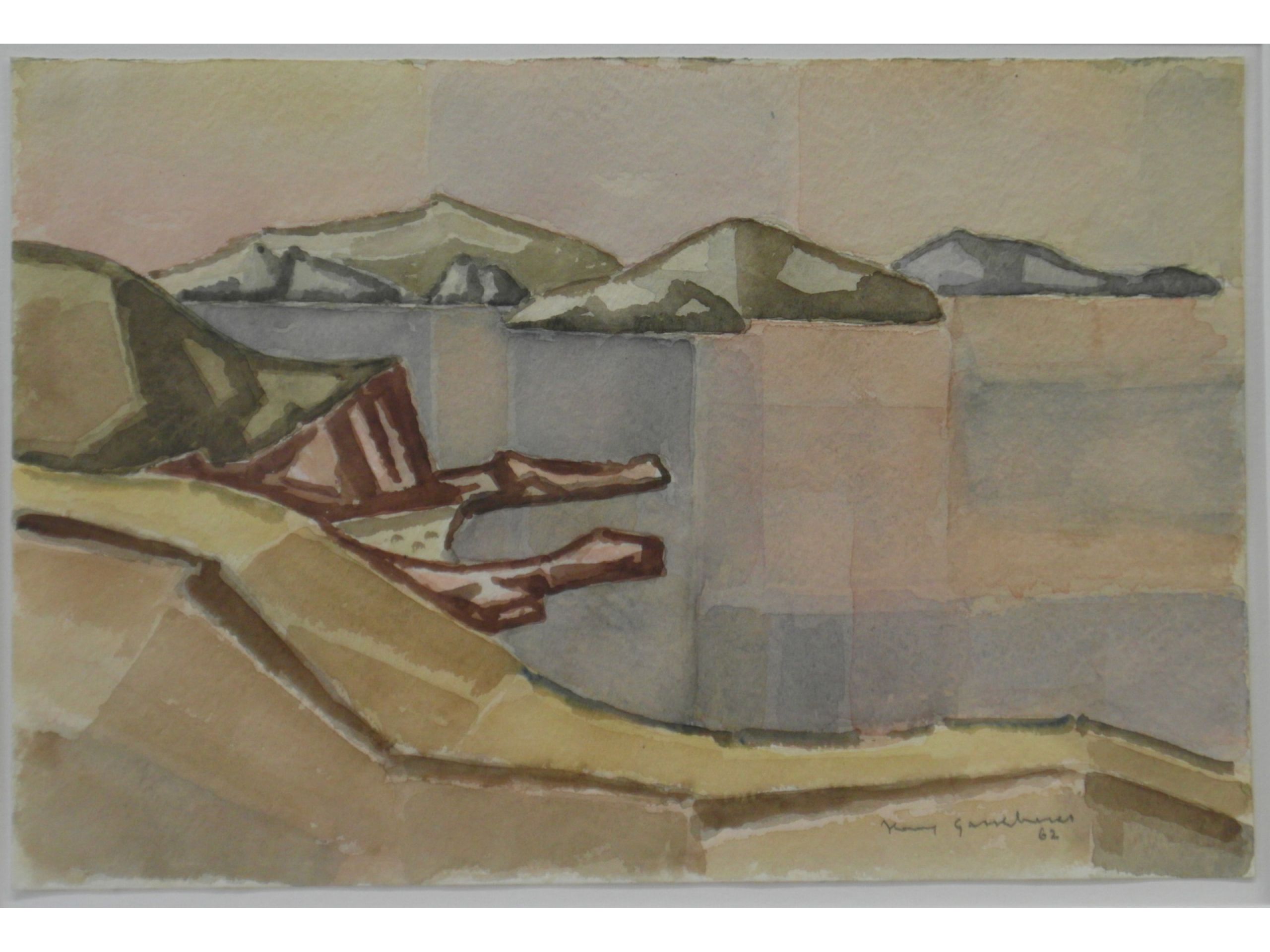 Hans Gassebner, 'Küste bei Port Lligat', 1962, Aquarell, 28 x 42 cm, 100 € 