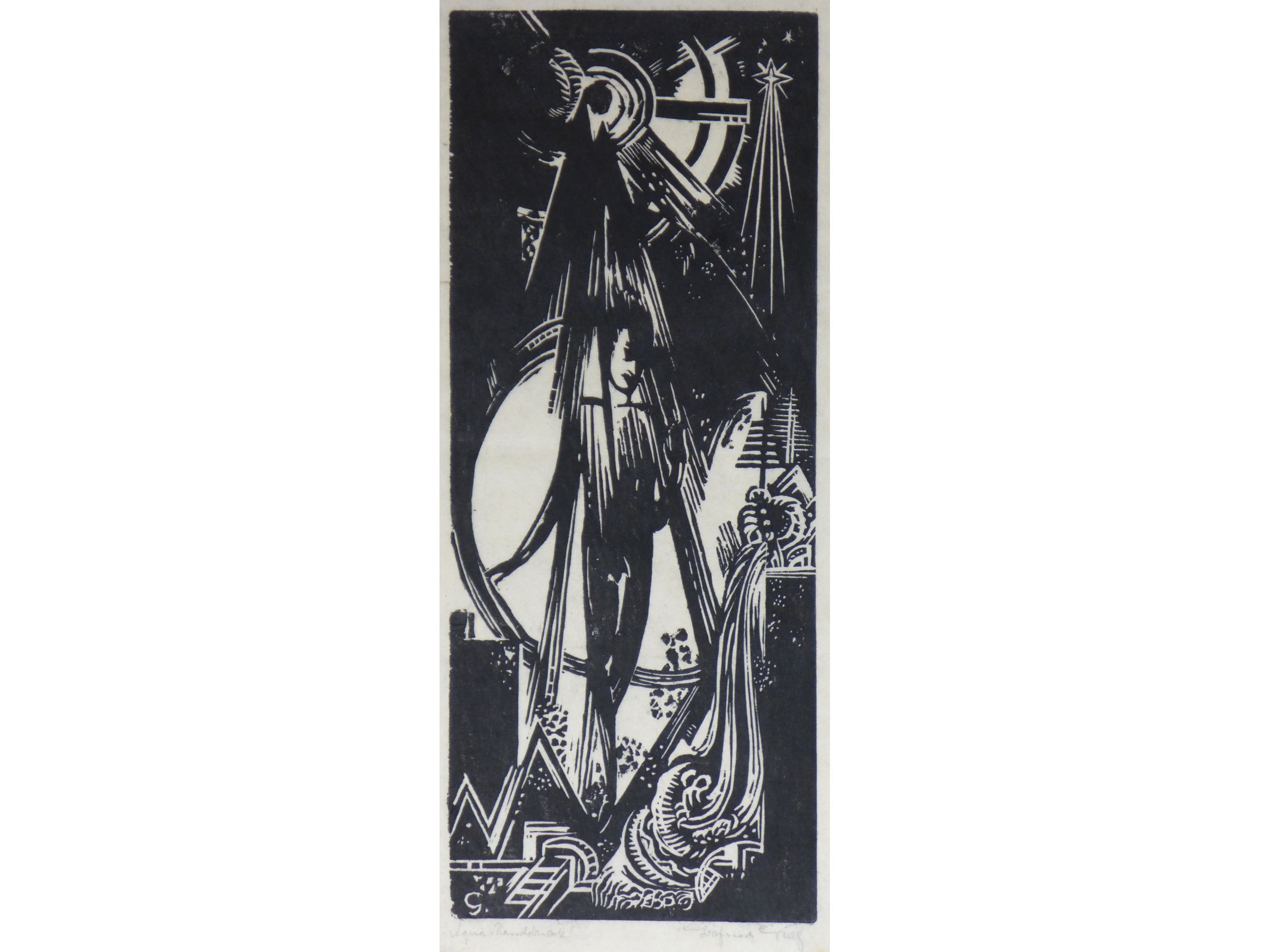 Gottfried Graf, 'Zur Quelle schreitender Jüngling', 1918, Holzschnitt, signiert, 24 x 14 cm, 150 € 