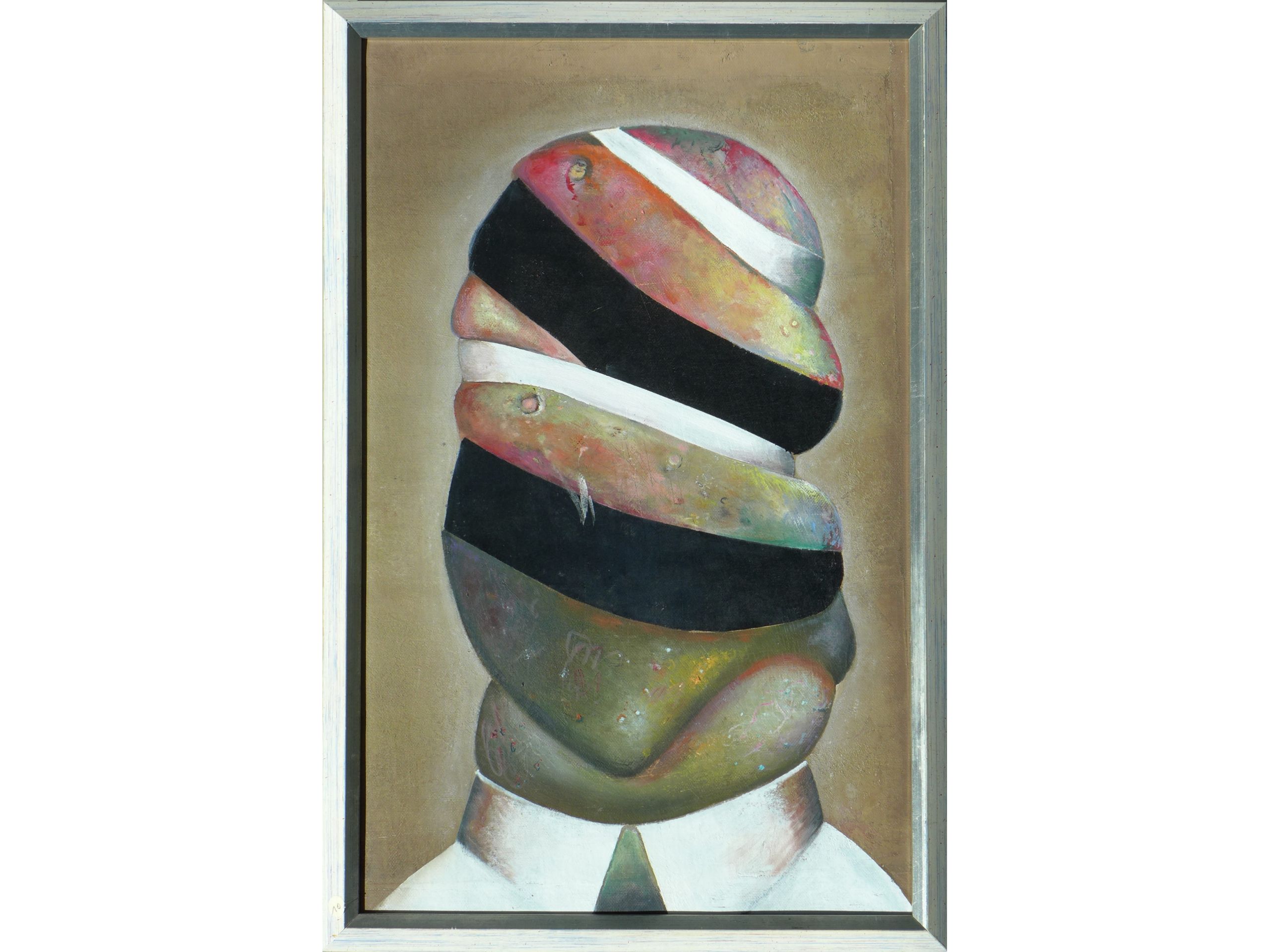 Jürgen Möbius, 'Infizierter Kopf', 1987, Öl auf Leinwand, 50 x 32 cm, 220 €