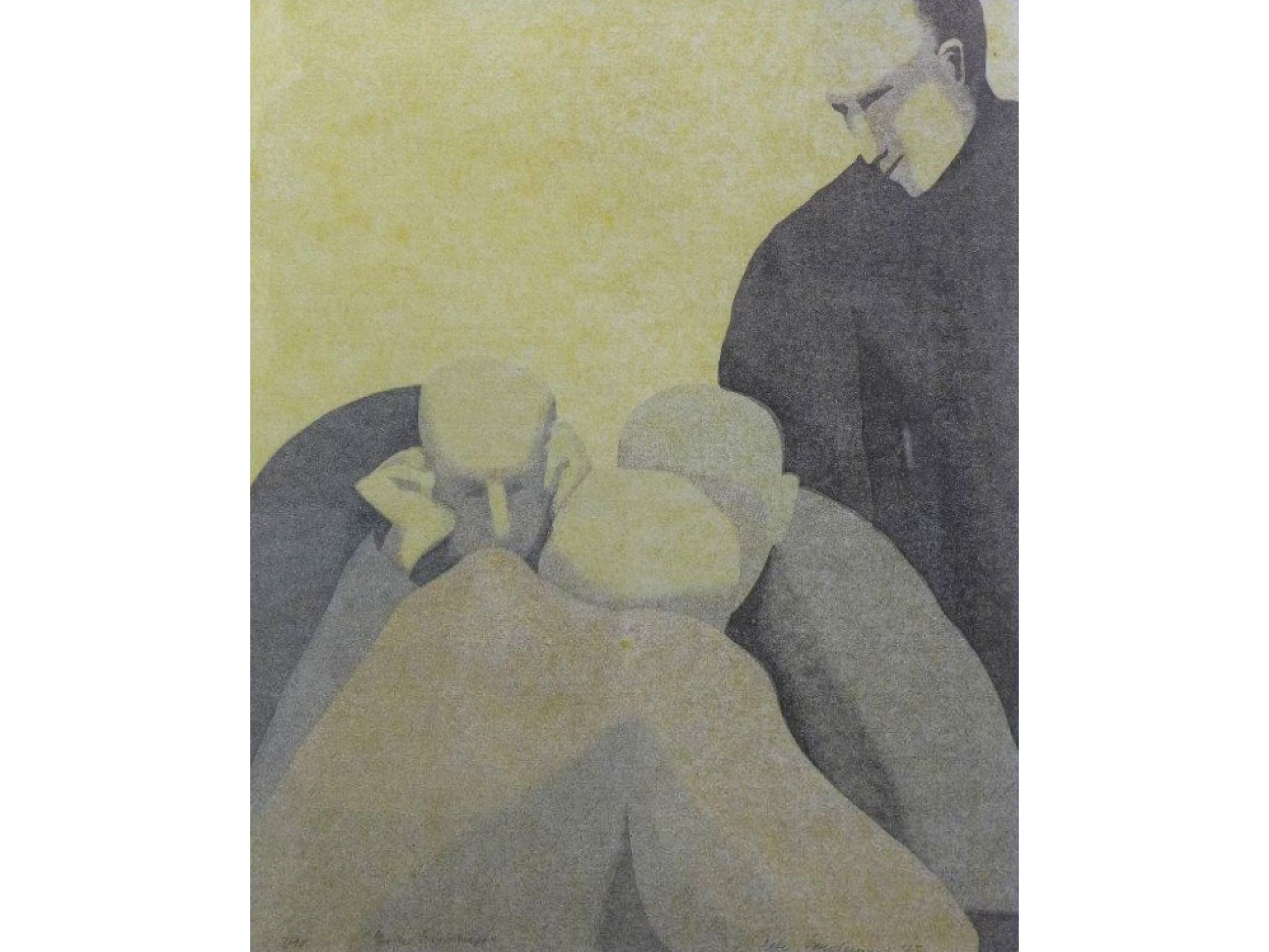 Peter Weydemann, 'In der Wirtschaft', 1985, Farblinoldruck, 57 x 48 cm, 180 € 