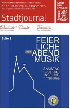 Aktuelles Stadtjournal, Donnerstag, 16.10.2025
